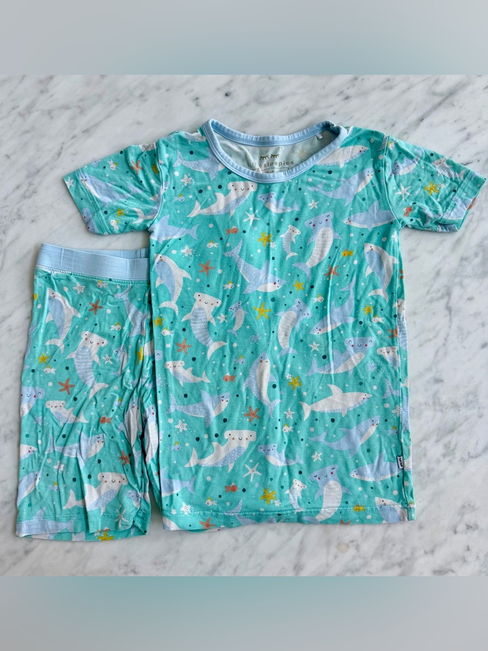 Little Sleepies Shark Soirée Short Sleeve Pajama Set - 5/6
